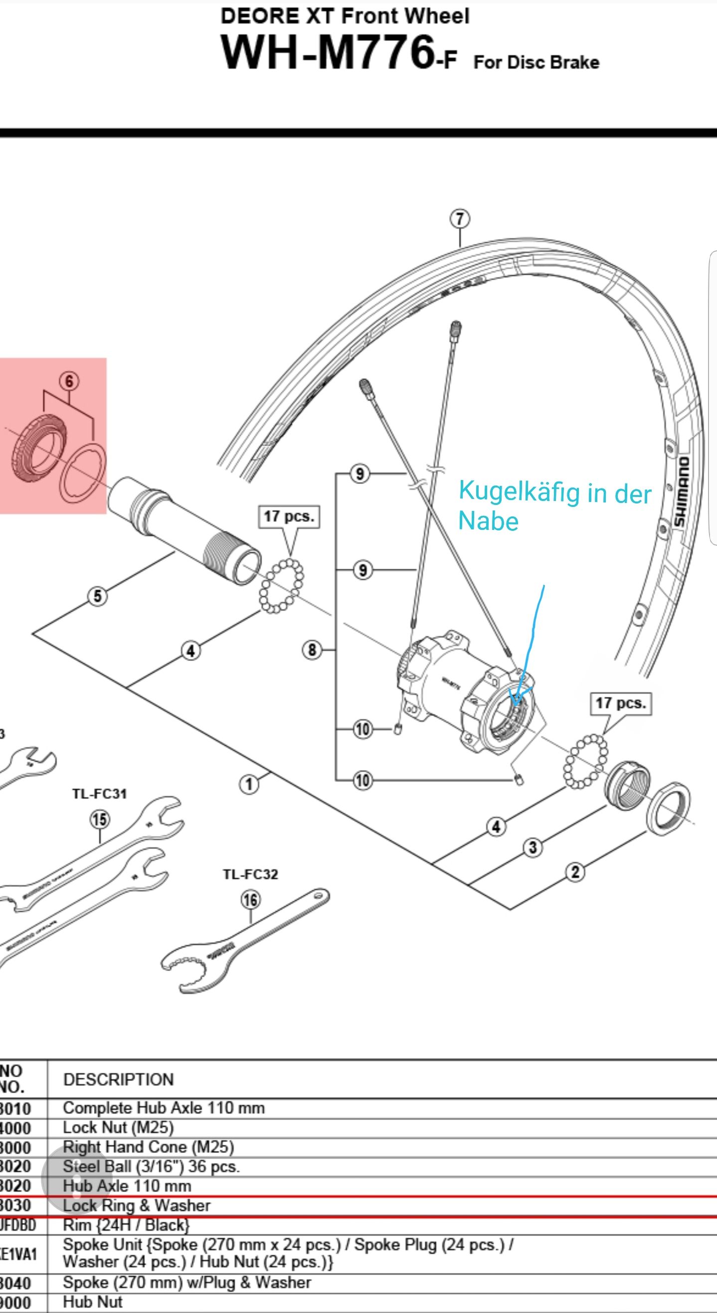 Ersatzkugellager (Kugeln+Kugelkäfig) für shimano XT Nabe WH-M776 IA |  MTB-News.de | IBC Mountainbike Forum