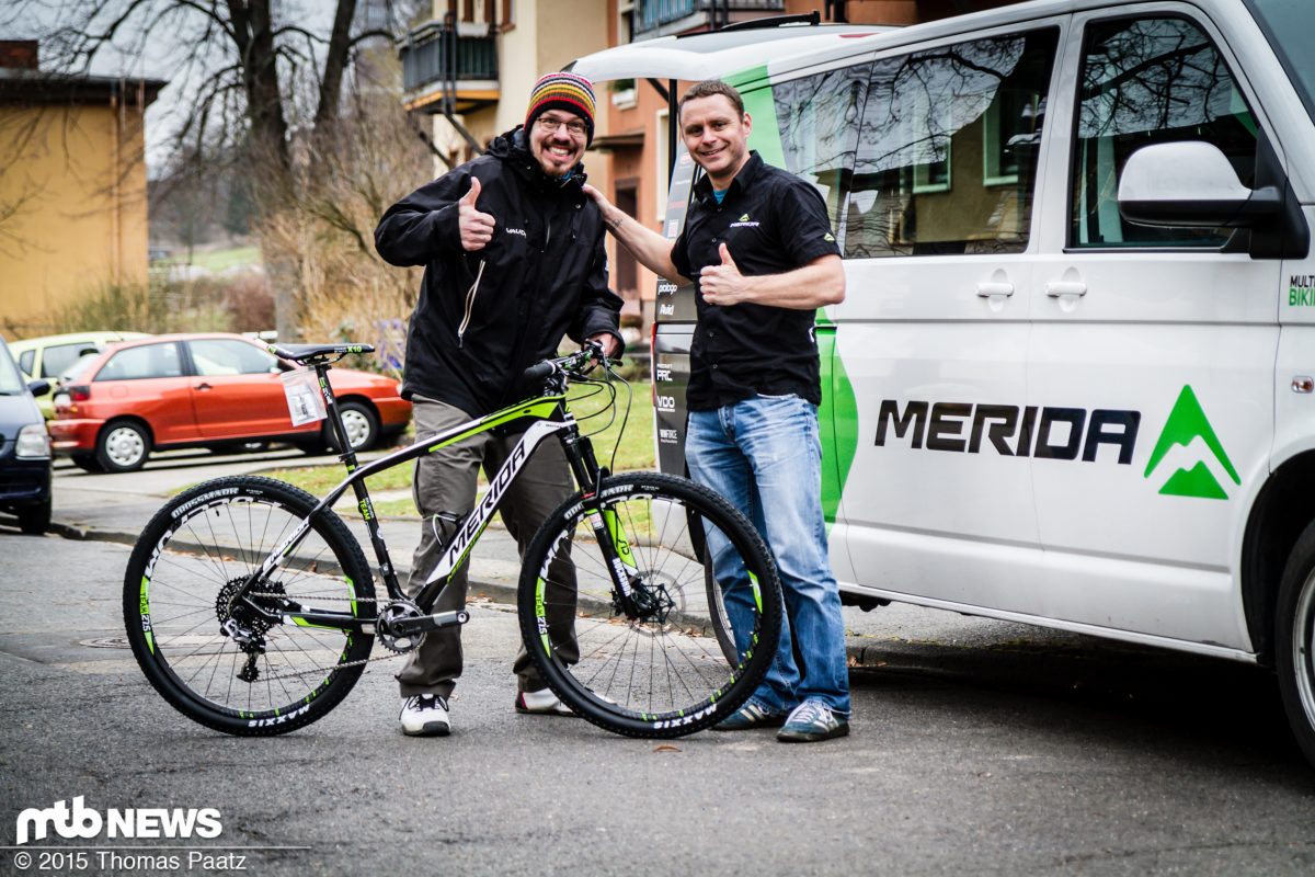 XC Tippspiel: Übergabe des nagelneuen Merida BIG.SEVEN an IBC-User trailblaster